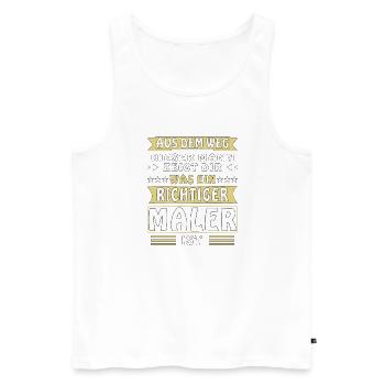 WAS EIN RICHTIGER MALER IST - Männer Premium Bio Tank Top - Weiß - Vorne - Michal (187cm)