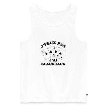 Je peux pas j ai BLACKJACK 2 - Débardeur bio Premium Homme - blanc - Devant - Michal (187cm)