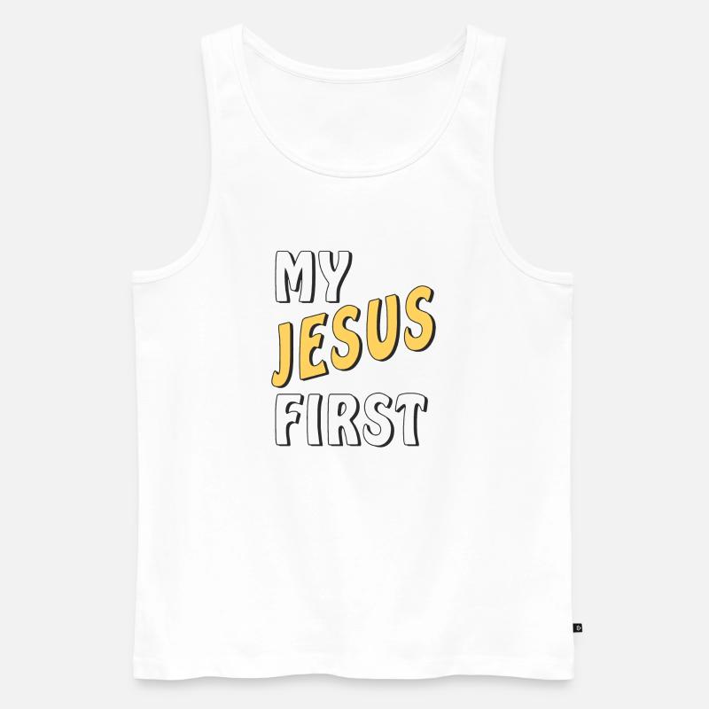 MY JESUS FIRST - Männer Premium Bio Tank Top - Weiß