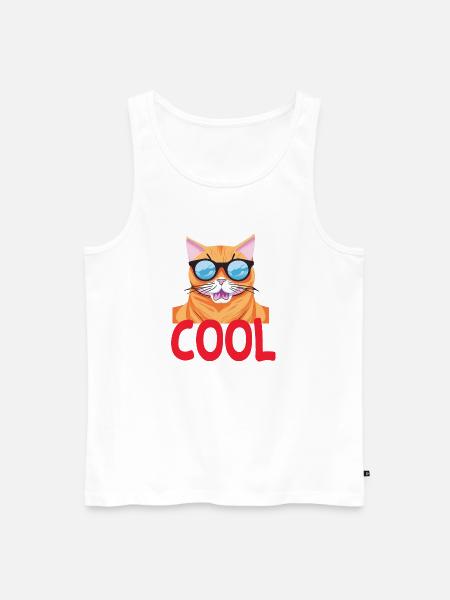 Cool Katze - Cool Cat - Männer Premium Bio Tank Top - Weiß