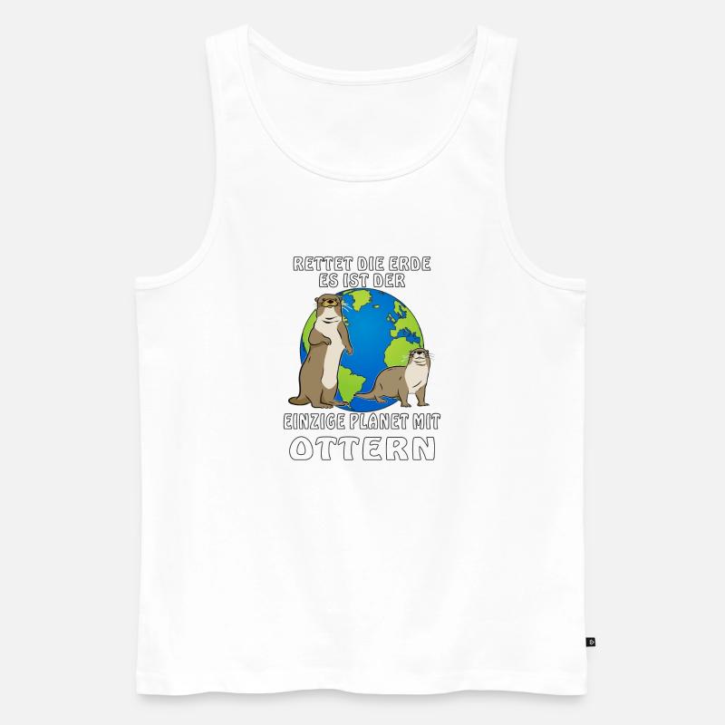 ERDE PLANET MIT OTTERN - Männer Premium Bio Tank Top - Weiß