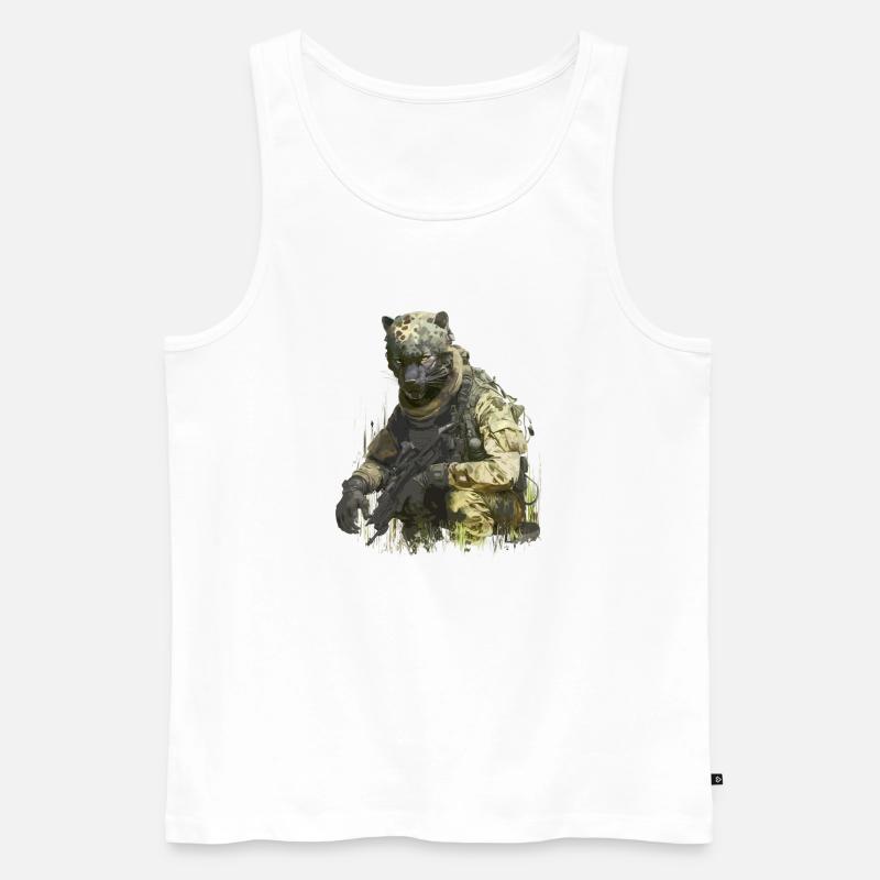 Leopard - Soldat - Männer Premium Bio Tank Top - Weiß