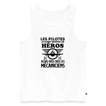 Humour mécanicien avion - Débardeur bio Premium Homme - blanc - Devant - AI Model Male 178 light (178cm)