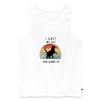 J’adore mon chat et mes couchers de soleil - Débardeur bio Premium Homme - blanc - Devant - Michal (187cm)