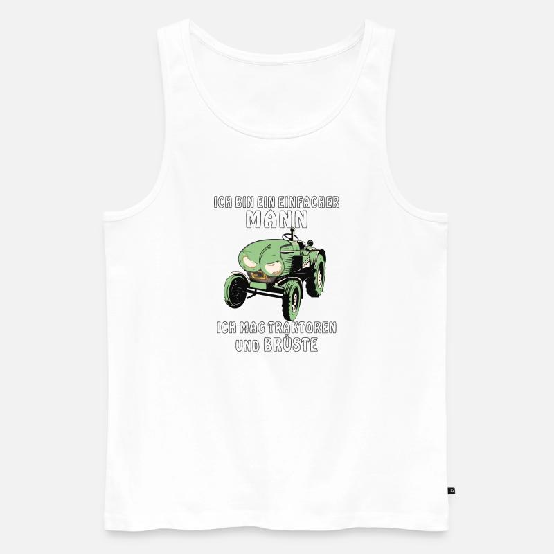 TRAKTOR ICH MAG BRÜSTE - Männer Premium Bio Tank Top - Weiß