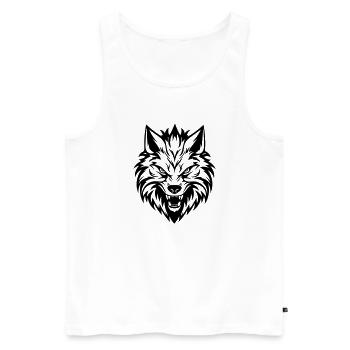 Wolf - Männer Premium Bio Tank Top - Weiß - Vorne - AI Model Male 178 light (178cm)