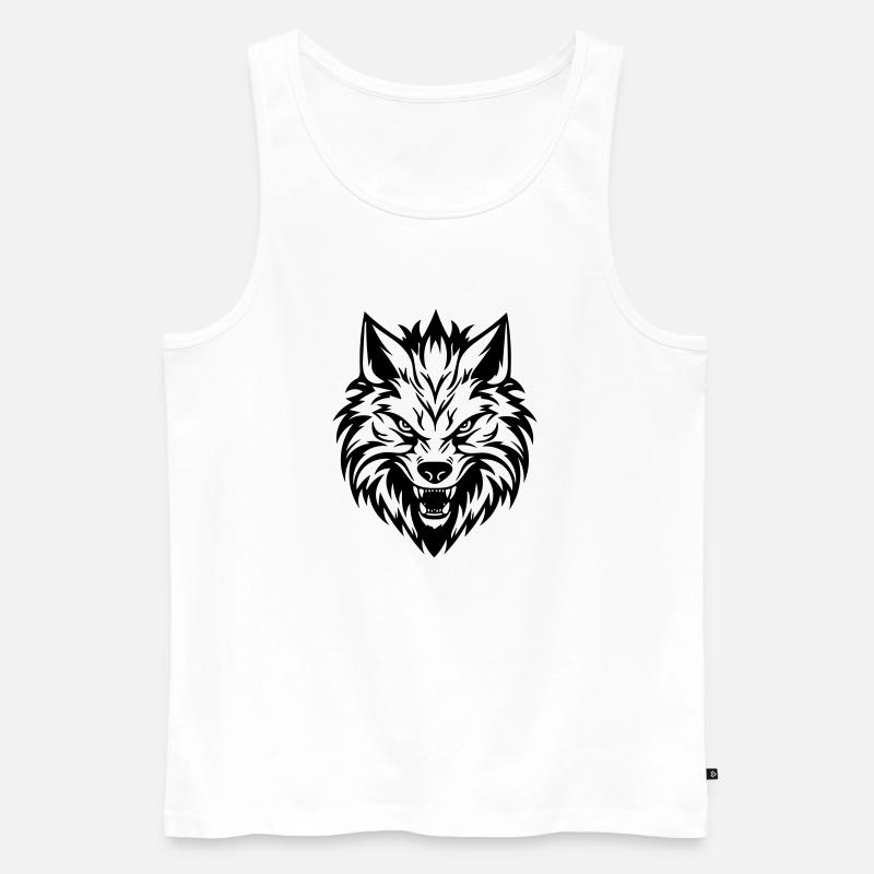Wolf - Männer Premium Bio Tank Top - Weiß