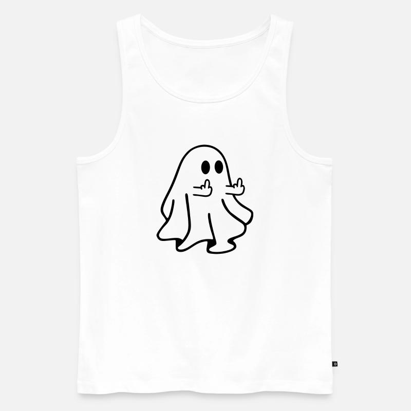 Geist Mittelfinger Halloween - Männer Premium Bio Tank Top - Weiß