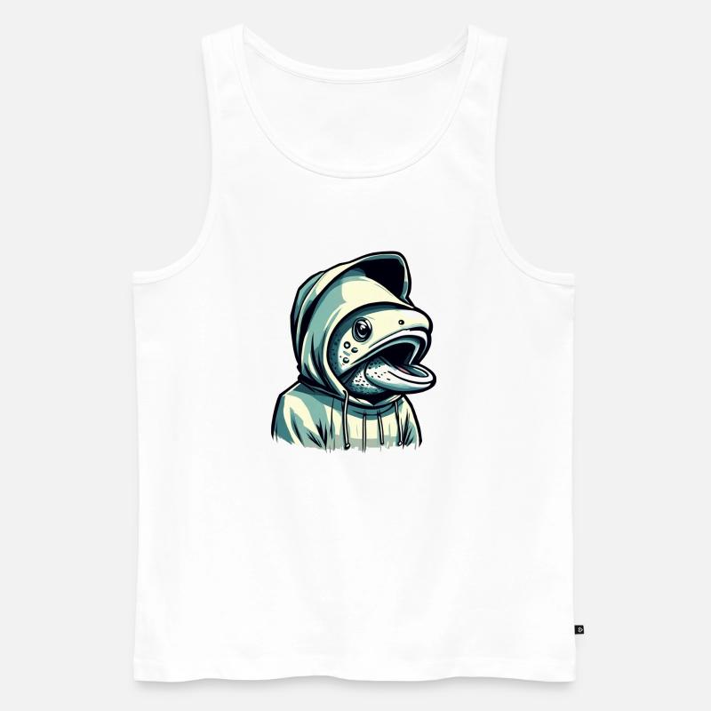 Fischkopf Forelle - Männer Premium Bio Tank Top - Weiß