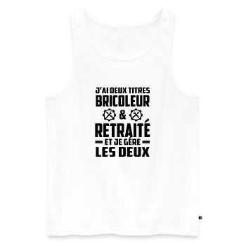 Jai deux titres bricoleur retraité je gère les deu - Débardeur bio Premium Homme - blanc - Devant - Michal (187cm)
