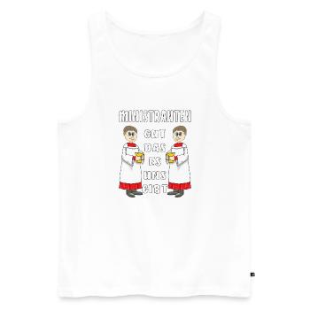 MINISTRANTEN GUT DAS ES UNS GIBT - Männer Premium Bio Tank Top - Weiß - Vorne - Michal (187cm)