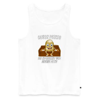 COUCH POTATO DU SPRICHST WIE MEINE ALTE - Männer Premium Bio Tank Top - Weiß - Vorne - Michal (187cm)