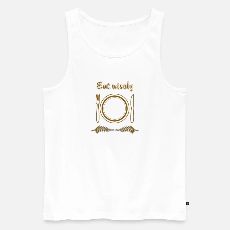TELLER BESTECK Eat wisely - Männer Premium Bio Tank Top - Weiß