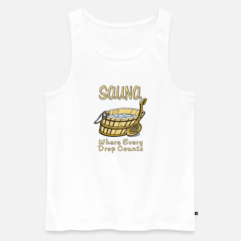 SAUNA Where Every Drop Counts - Männer Premium Bio Tank Top - Weiß