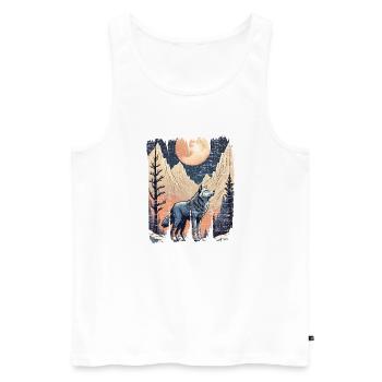 Wolf Mountains Full Moon Forest - Men's Premium Organic Tank Top - white - Front - Michal (187cm)