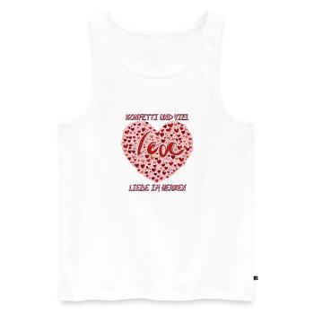 KONFETTI UND VIEL LIEBE IM HERZEN - Männer Premium Bio Tank Top - Weiß - Vorne - Michal (187cm)