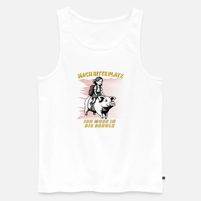 SCHWEIN KIND MÄDCHEN SCHULE - Männer Premium Bio Tank Top - Weiß
