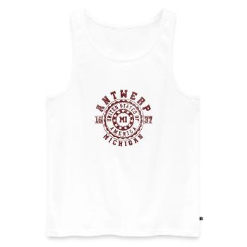 Anvers MI | Michigan voyage & cadeau Souvenir - Débardeur bio Premium Homme - blanc - Devant - Michal (187cm)
