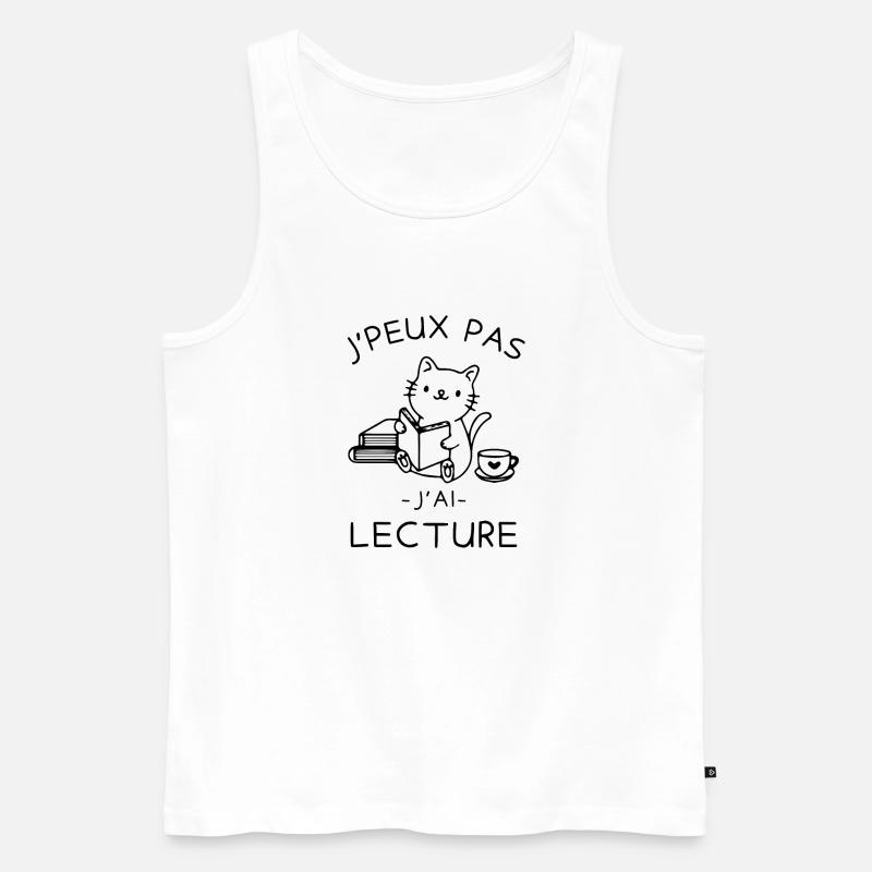 CHAT MIGNON LECTURE CAFE 2 - Débardeur bio Premium Homme - blanc
