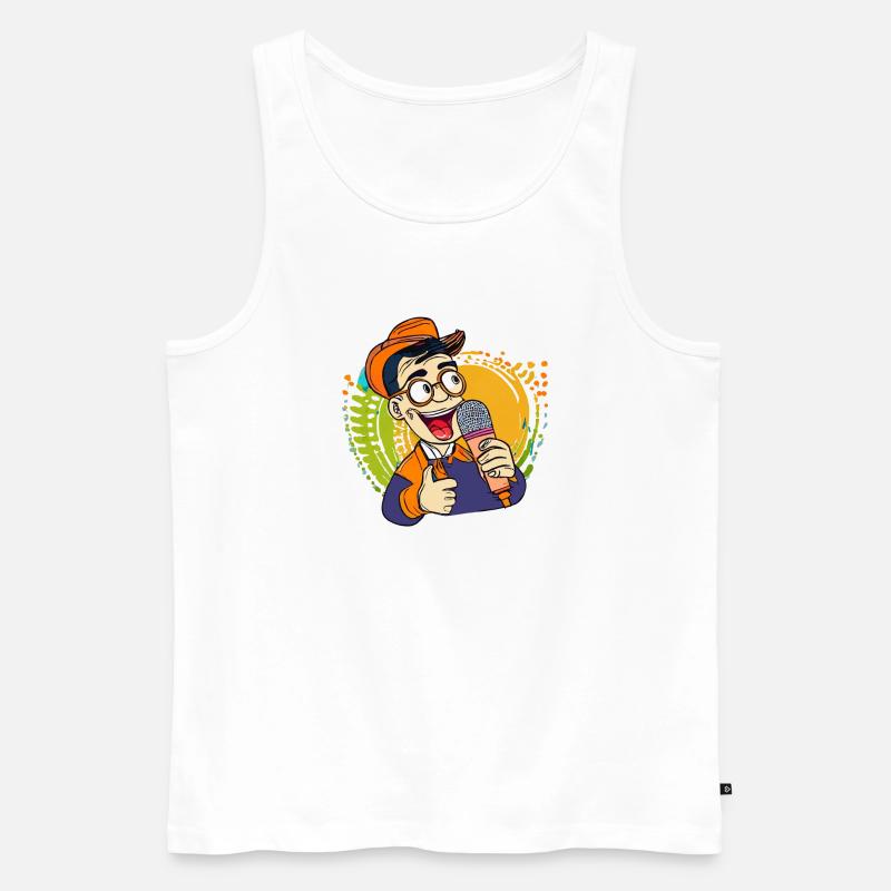 MANN MIKROFON - Männer Premium Bio Tank Top - Weiß