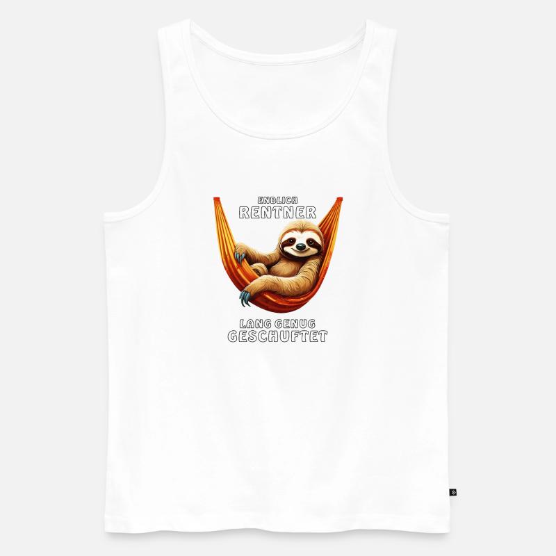 ENDLICH RENTNER LANG GENUG GESCHUFTET - Männer Premium Bio Tank Top - Weiß