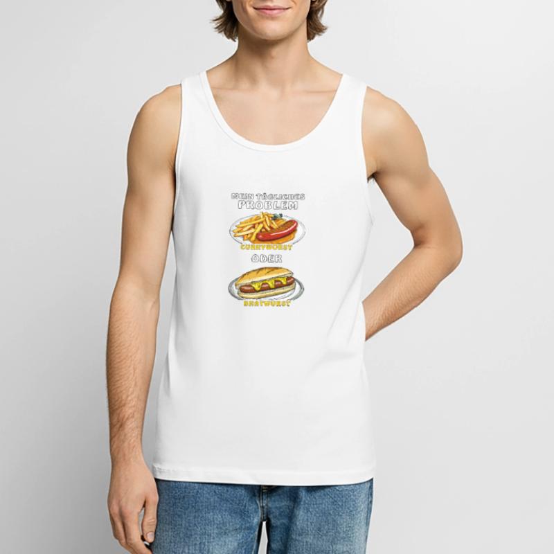 MEIN PROBLEM CURRYWURST ODER BRATWURST Männer Premium Bio Tank Top