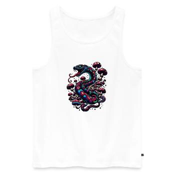 Psychedelische Schlange mit Pilzen - Männer Premium Bio Tank Top - Weiß - Vorne - AI Model Male 178 light (178cm)