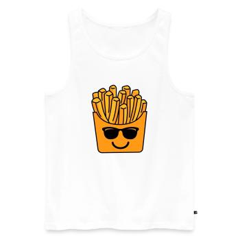 pommes cool - Männer Premium Bio Tank Top - Weiß - Vorne - AI Model Male 178 light (178cm)