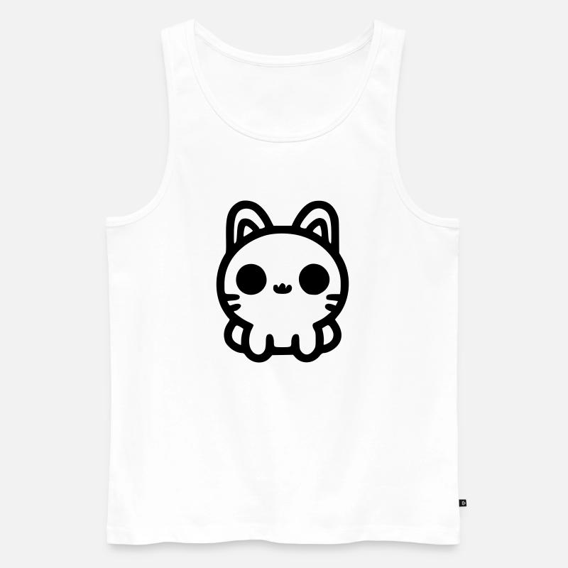 Niedliche Katze sitzt - Männer Premium Bio Tank Top - Weiß