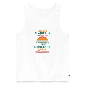 Montagne meditation humour - Débardeur bio Premium Homme - blanc - Devant - Michal (187cm)