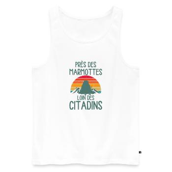 Près des marmottes loin des citadins - Débardeur bio Premium Homme - blanc - Devant - Michal (187cm)