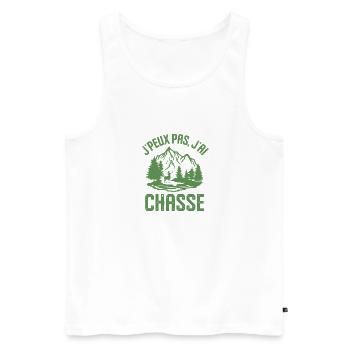 Chasse chasseur cerf bois - Débardeur bio Premium Homme - blanc - Devant - Michal (187cm)
