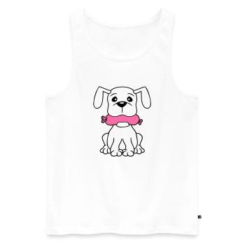 Chien Saucisse Bouche Faim Nourriture Mange Saucisses Sucré - Débardeur bio Premium Homme - blanc - Devant - Michal (187cm)