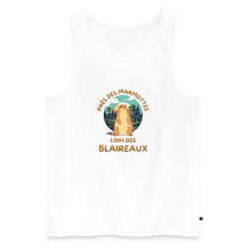 Humour marmotte - Débardeur bio Premium Homme - blanc - Devant - Michal (187cm)
