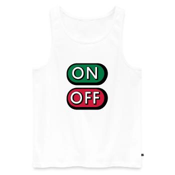 On Off Buttons - Men's Premium Organic Tank Top - white - Front - AI Model Male 178 light (178cm)