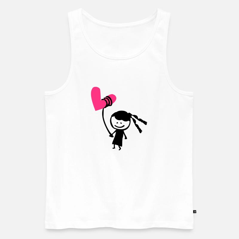 Kleines Mädchen mit Herzballon - Männer Premium Bio Tank Top - Weiß