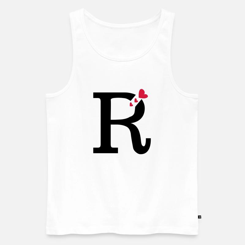Großbuchstabe R mit Herzen - Männer Premium Bio Tank Top - Weiß
