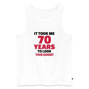 70 Years Anniversaire - Débardeur bio Premium Homme - blanc - Devant - Michal (187cm)