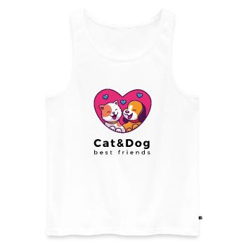 T-Shirt Katze und Hund bester Freund niedlich kawaii - Männer Premium Bio Tank Top - Weiß - Vorne - Michal (187cm)