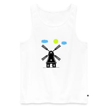 Moulin à vent - Débardeur bio Premium Homme - blanc - Devant - AI Model Male 178 light (178cm)