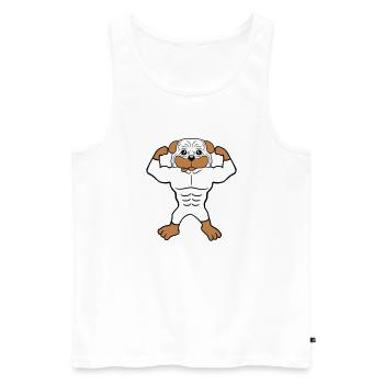 Chien Bodybuilder Muscles forts Gym Haltérophilie - Débardeur bio Premium Homme - blanc - Devant - Michal (187cm)