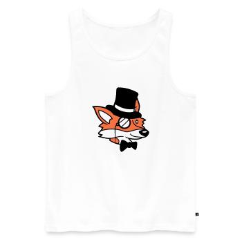 Fuchs Rotfuchs Sir Mr. Zylinder Hut Monokel Brille - Männer Premium Bio Tank Top - Weiß - Vorne - Michal (187cm)