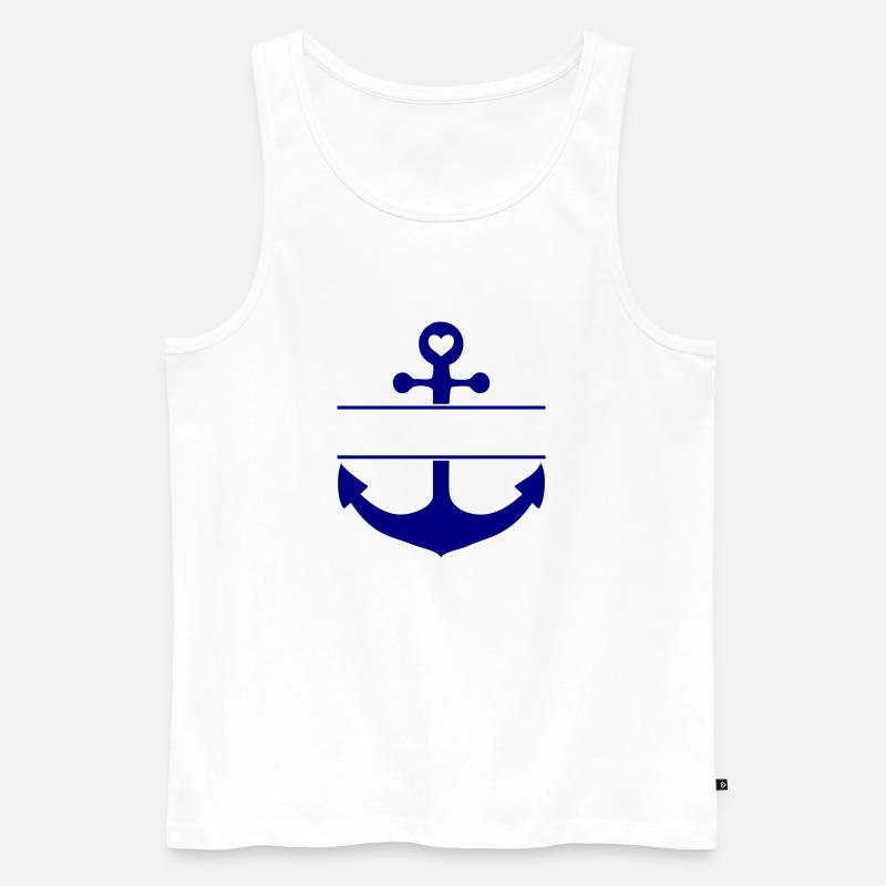Anker mit Textaussparung - Männer Premium Bio Tank Top - Weiß