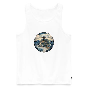 No. 2: Temple Japan Kanagawa T-shirt Ukyio_e - Men's Premium Organic Tank Top - white - Front - AI Model Male 178 light (178cm)