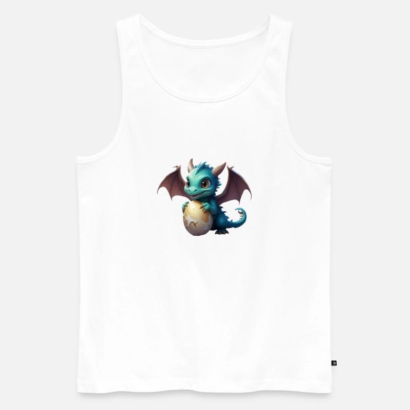Drache mit Ei - Männer Premium Bio Tank Top - Weiß