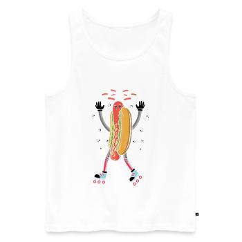 Rollerskaten Rollerskater Patinage Hot Dog Frites - Débardeur bio Premium Homme - blanc - Devant - AI Model Male 178 light (178cm)