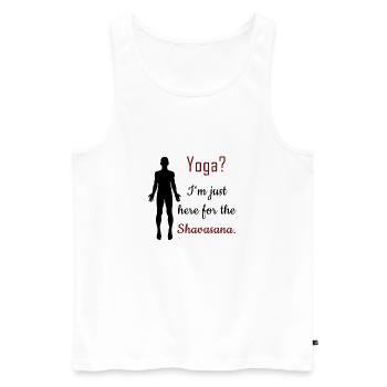 Yogi Yoga Professeur de Yoga Shavasana Asana Méditation - Débardeur bio Premium Homme - blanc - Devant - AI Model Male 178 light (178cm)