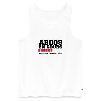 abdos en cours veuillez patienter, musculation - Débardeur bio Premium Homme - blanc - Devant - Michal (187cm)