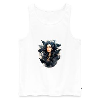 Frau der Krähen - Männer Premium Bio Tank Top - Weiß - Vorne - AI Model Male 178 light (178cm)