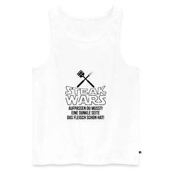 Steak Wars - Männer Premium Bio Tank Top - Weiß - Vorne - Michal (187cm)